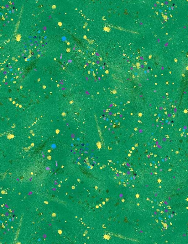 Timeless Treasures Utopia Green Splatter with Gold Metallic