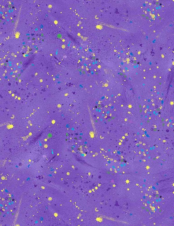 Timeless Treasures Utopia Purple Splatter with Gold Metallic