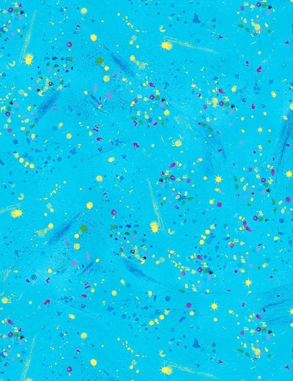 Timeless Treasures Utopia Turquoise Splatter with Gold Metallic