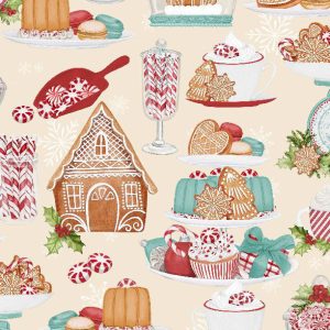 Wilmington Fabrics Peppermint Parlor Cookies & Cakes on Cream