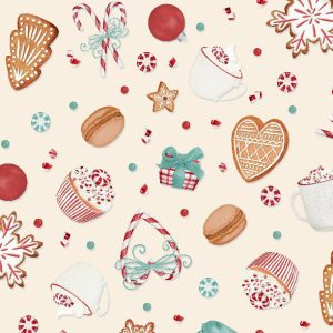 Wilmington Fabrics Peppermint Parlor Sweets on Cream