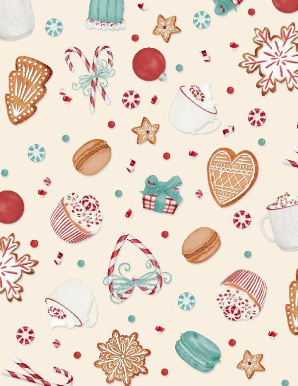 Wilmington Fabrics Peppermint Parlor Sweets on Cream