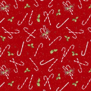 Wilmington Fabrics Peppermint Parlor Candy Canes on Red