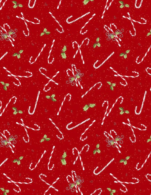 Wilmington Fabrics Peppermint Parlor Candy Canes on Red