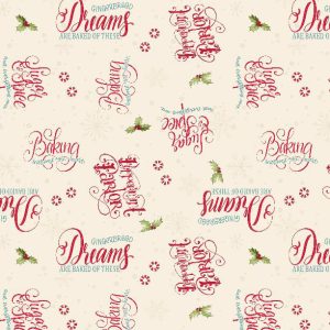 Wilmington Fabrics Peppermint Parlor Word Toss on Cream