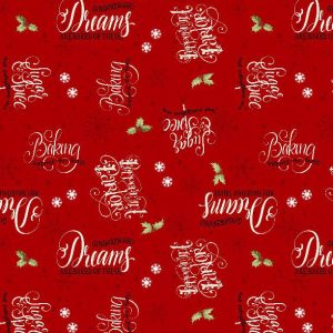 Wilmington Fabrics Peppermint Parlor Word Toss on Red