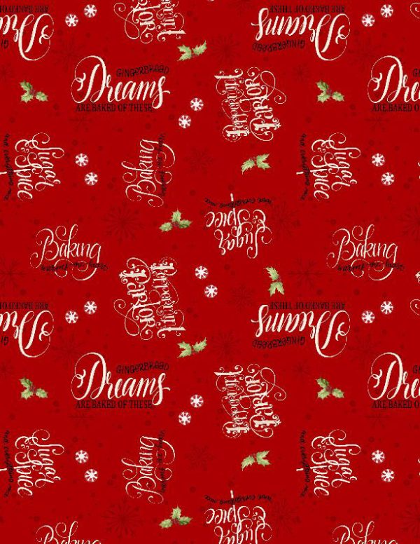 Wilmington Fabrics Peppermint Parlor Word Toss on Red