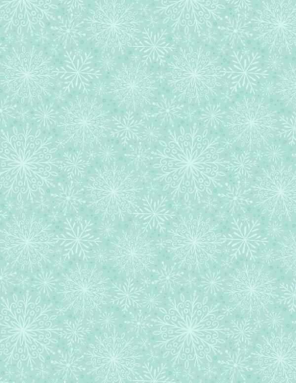 Wilmington Fabrics Peppermint Parlor Tonal Soft Teal Snowflakes