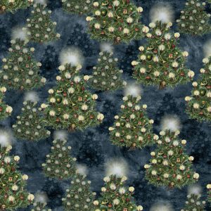 Wilmington Prints Fabrics Winter Hollow Trees on Navy Blue