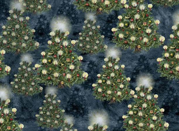 Wilmington Prints Winter Hollow Trees Navy