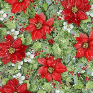 Wilmington Prints Fabrics Winter Hollow Poinsettias