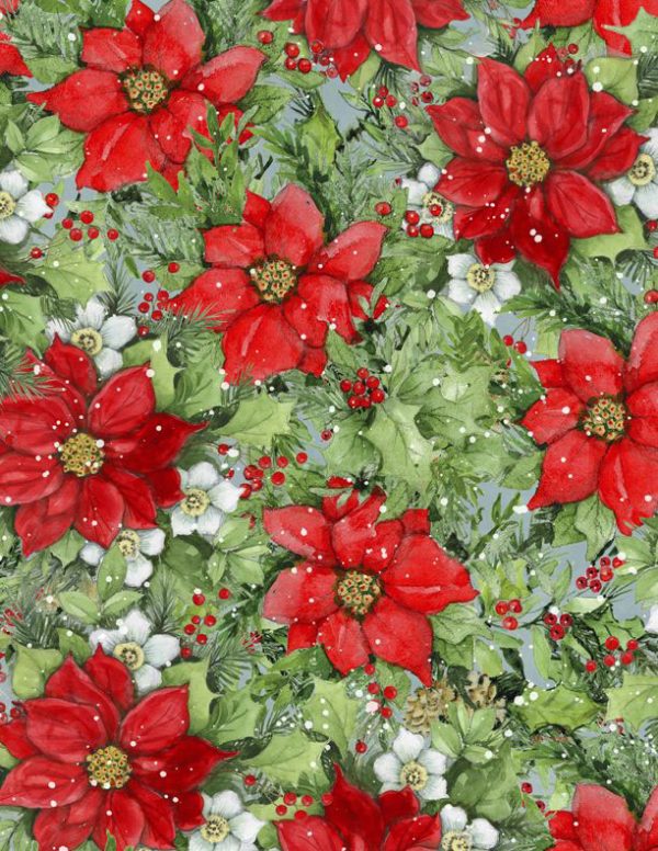 Wilmington Prints Fabrics Winter Hollow Poinsettias