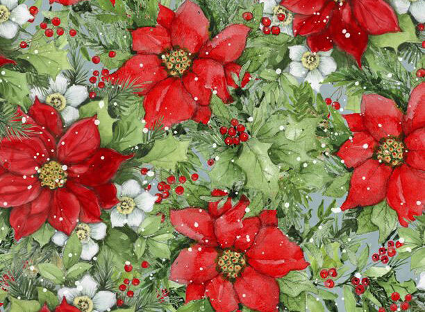 Wilmington Prints Winter Hollow Poinsettias