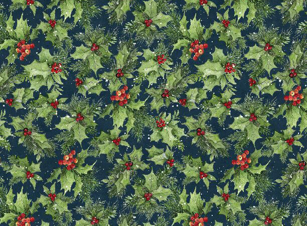Wilmington Prints Winter Hollow Holly Navy