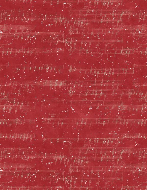 Wilmington Prints Fabrics Winter Hollow Music Notes on Red