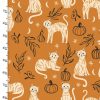 3 Wishes Fabric Too Cute to Spook Cutsie Cats on Spiced Pumpkin with Ruler