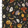 3 Wishes Fabric Too Cute to Spook Spooky & Sweet on a Black background with Ruler