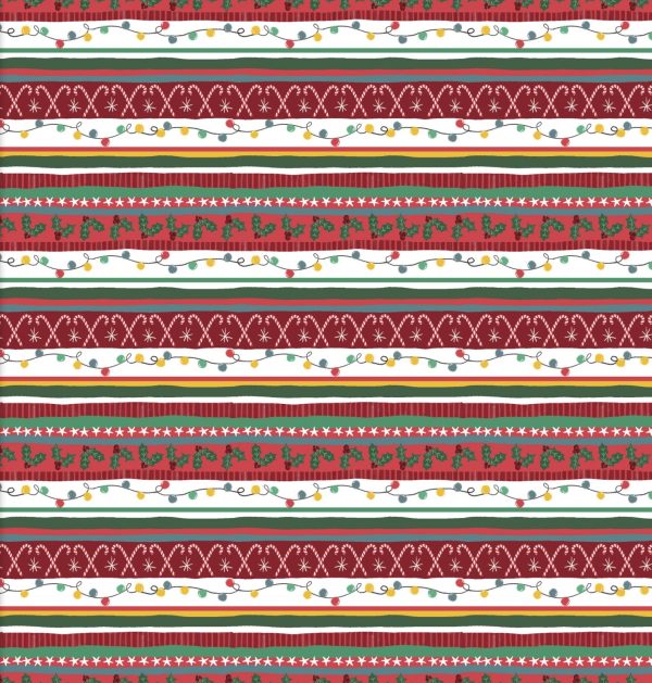 3 Wishes Fabric I'll Be Gnome for Christmas festive Stripe