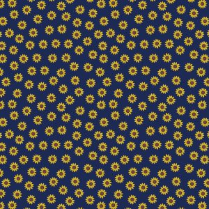 ewis & Irene Fabrics Little Sunflowers on Dark Blue