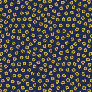 ewis & Irene Fabrics Little Sunflowers on Dark Blue