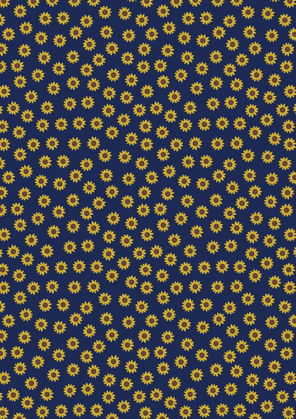 ewis & Irene Fabrics Little Sunflowers on Dark Blue