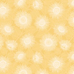 Lewis & Irene Fabrics Sunflowers Pale Yellow Mono Tonal Print
