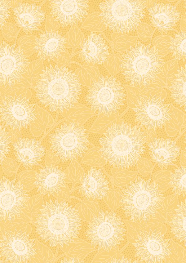 Lewis & Irene Fabrics Sunflowers Pale Yellow Mono Tonal Print