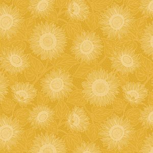 Lewis & Irene Fabrics Sunflowers Bright Yellow Mono Tonal Print