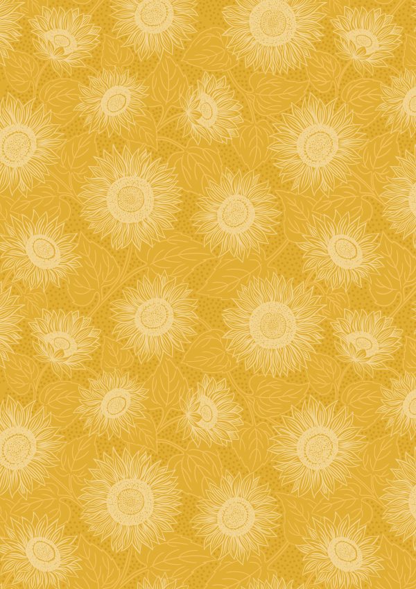 Lewis & Irene Fabrics Sunflowers Bright Yellow Mono Tonal Print