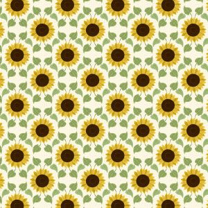 ewis & Irene Fabrics Sunflowers and Leaves on Cream