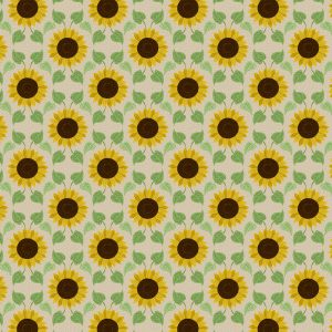 ewis & Irene Fabrics Sunflowers and Leaves on Natural