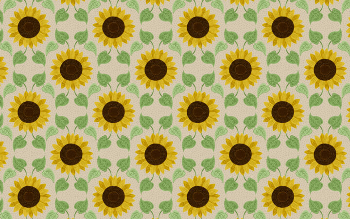 Lewis & Irene Sunflowers & Leaves on Natural