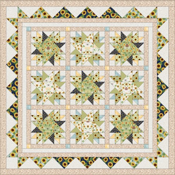 Lewis & Irene Fabrics Sunflower Quilt Free Pattern