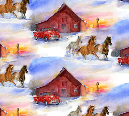 3 Wishes Snowfall on the Range Scenic Barn