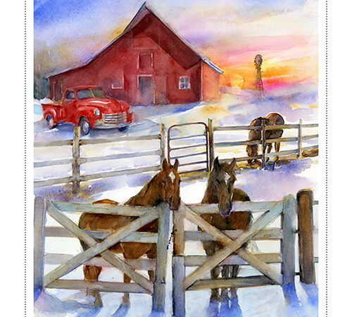 3 Wishes Snowfall on the Range Barn Panel
