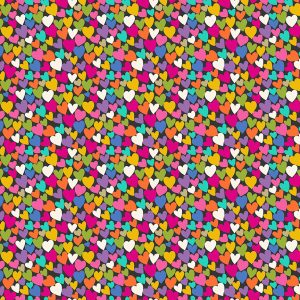 Makower Fabrics Katie's Cats Hearts on Grey