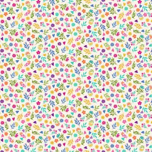Makower Fabrics Katie's Cats Ditzy Flowers Cream