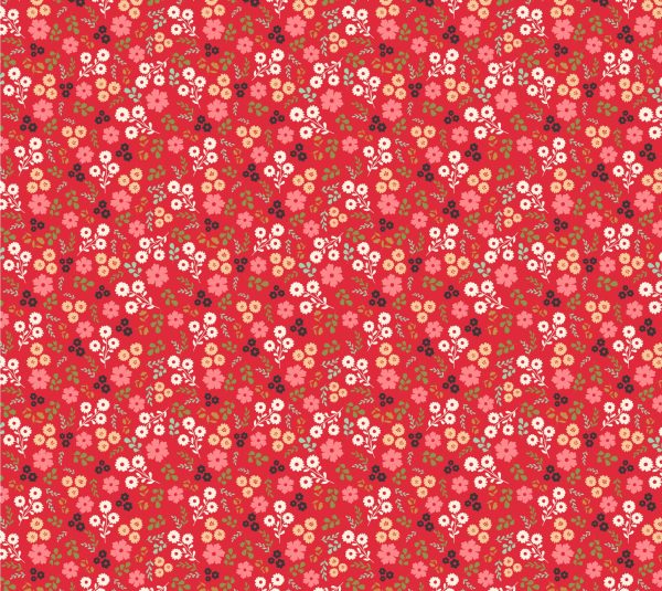 Poppie Cotton Poppie's Patchwork Club Jemima floral print on red