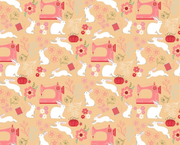 Poppie Cotton Poppie's Patchwork Club Beatrix Rabbit on Cream