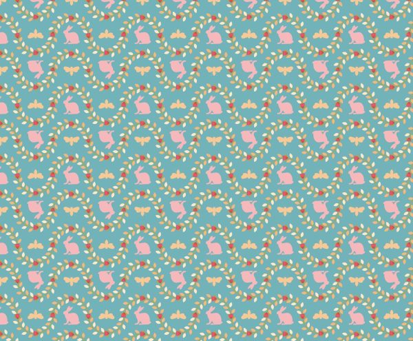 Poppie Cotton Poppie's Patchwork Club Benjamin bunnies on blue