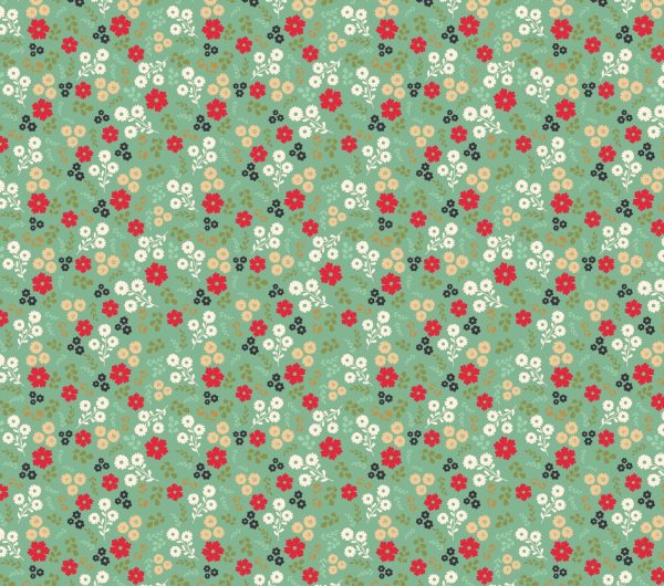 Poppie Cotton Poppie's Patchwork Club Jemima floral print on mint green