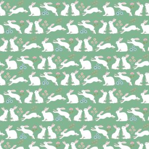 Poppie Cotton Poppie's Patchwork Club Peter Rabbit bunnies on Mint Green