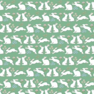 Poppie Cotton Poppie's Patchwork Club Peter Rabbit bunnies on Mint Green