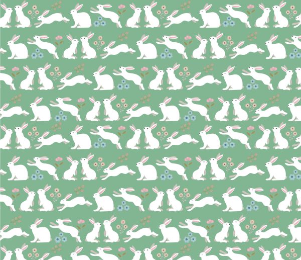 Poppie Cotton Poppie's Patchwork Club Peter Rabbit bunnies on Mint Green