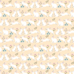 Poppie Cotton Poppie's Patchwork Club Peter Rabbit Bunnies on a Cream Background