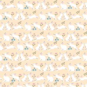 Poppie Cotton Poppie's Patchwork Club Peter Rabbit Bunnies on a Cream Background