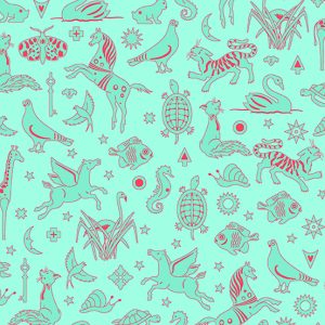 Alison Glass Fabrics Postmark Philately in Aqua