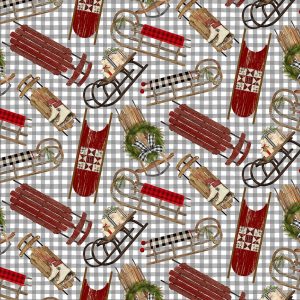 3 Wishes Fabric A Christmas to Remember Vintage Sledges