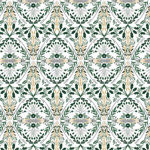 3 Wishes Fabric Christmas Shine Mirrored Treeswith Silver Metallic on White