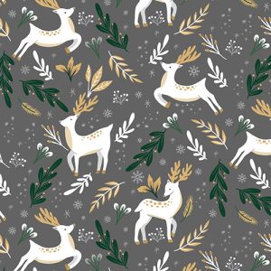 3 Wishes Fabric Christmas Shine Leaping Reindeer with Silver Metallic